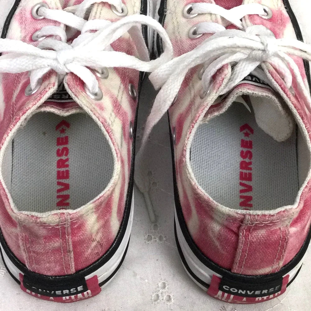Converse All Star Barbie Pink Tie Dye Textile Ankle Lace Up Sneaker Junior 12